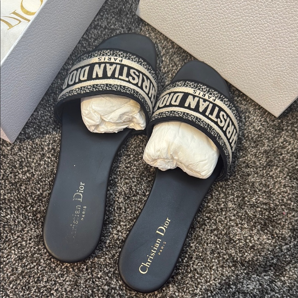 Dior Black Sandals with Logo Strap